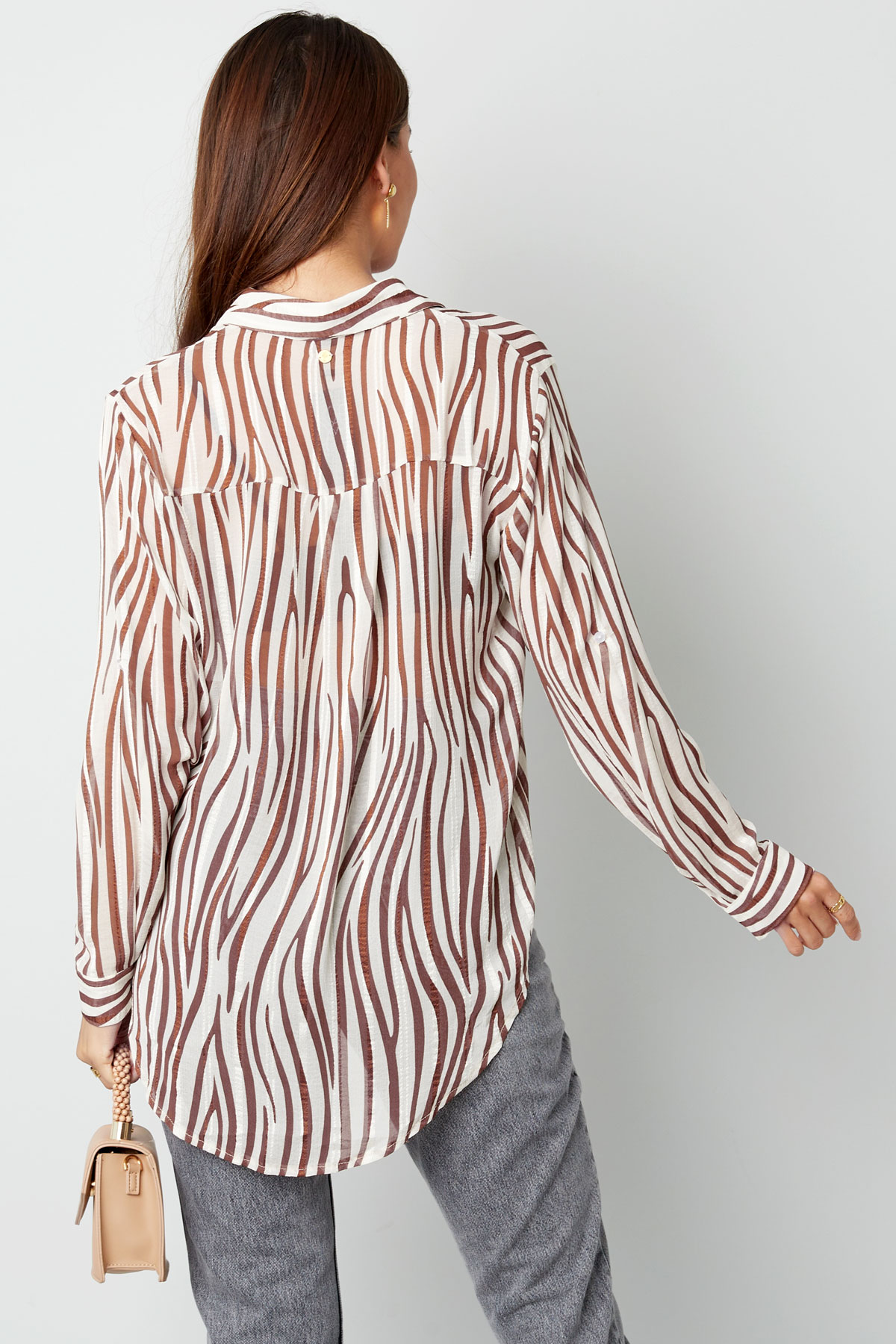 Blouse aesthetic print - brown/white Picture9